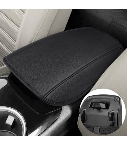 thumbnail image 2 of Pieliz Leather Console Lid Cover For Infiniti QX60 2014-2020 – Black W/ White Stitch 2 of 6