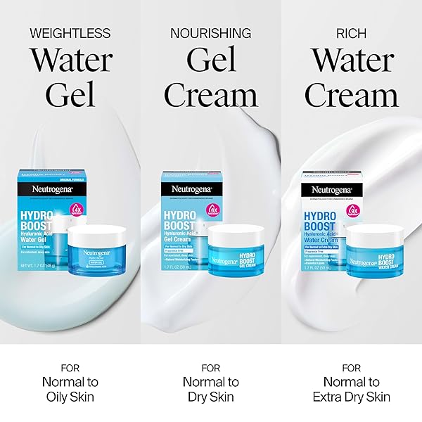 NEUTROGENA HYDRO BOOST WATER GEL, 24 HR HYDRATION FOR NORMAL/OILY SKIN, SIGNATURE FRAGRANCE, FACE MOISTURIZER WITH HYALURONIC ACID, SKIN CARE FOR JUICY, DEEPLY HYDRATED SKIN, 1.7 OZ