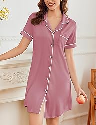 Ekouaer Nightgowns for Women Button Down Sleepshirt