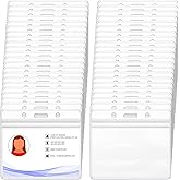 300 Pcs Clear Horizontal Badge Holders, 3.54 x 2.36 inch ID Card Sleeves with Resealable Zip, Waterproof PVC Name Tag Covers for Office, School, Events