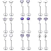 Tkzndnm Threadless Noses Rings, Flat Back Earrings, 20/18/16g-Gauge 5/16in-Post 3mm-Top, Hypoallergenic Surgical Steel Medusa Lip Labret Cartilage Helix Tragus Conch Piercing Jewelry for Women Men