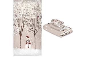 Vdsrup Winter Snowman Towels Set of 3 Christmas Cardinals Hand Towel Bath Towel Washcloth Soft Thin Face Guest Towel Kitchen Tea Dish Towels Bathroom Decorations Housewarming Gifts