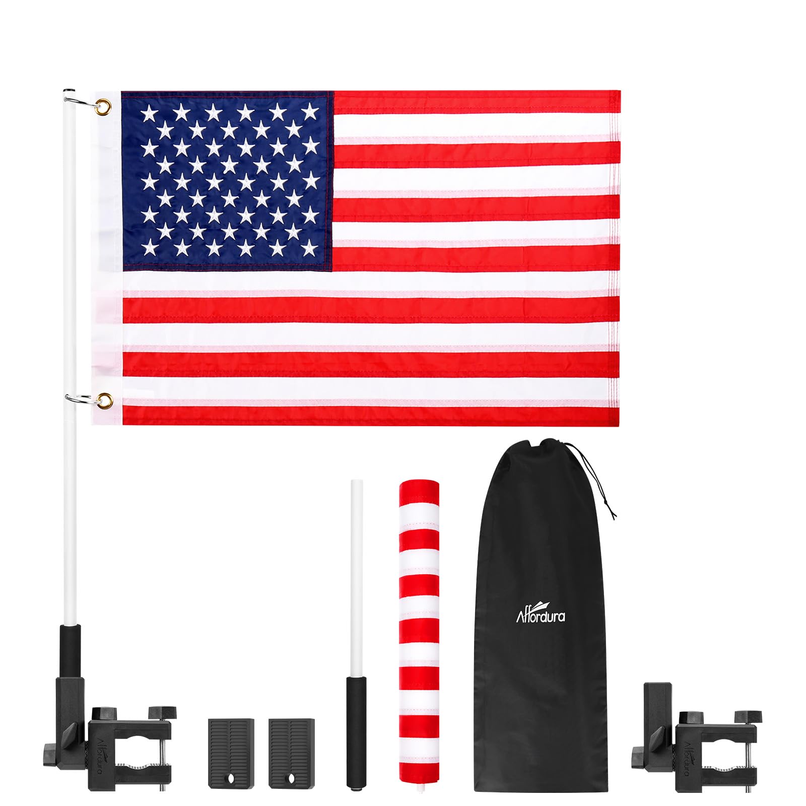 Photo 1 of Affordura American Boat Flag Kit with Flag Holder, 12x18 US Boat Flag Marine with Upgraded Mount for Pontoon Boat, Sailboat and More, Perfect Fun Boat Accessories for Men Women