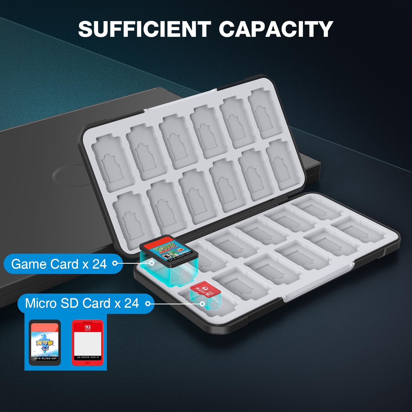 HEIYING Switch Spiele Aufbewahrungsbox mit 48 Fächern für Switch 2 Micro SD 2