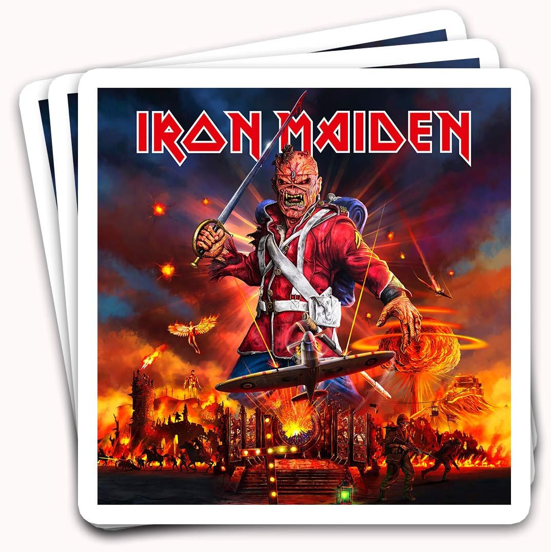 Endibas Iron Maidens Music Heavy Metal Group Trooper-Eddie Hold Sword War Logo Arts Stickers for Laptops Tumblers Books Luggages Cases Pack 3x4 in Vinyl 3pcs/Pack