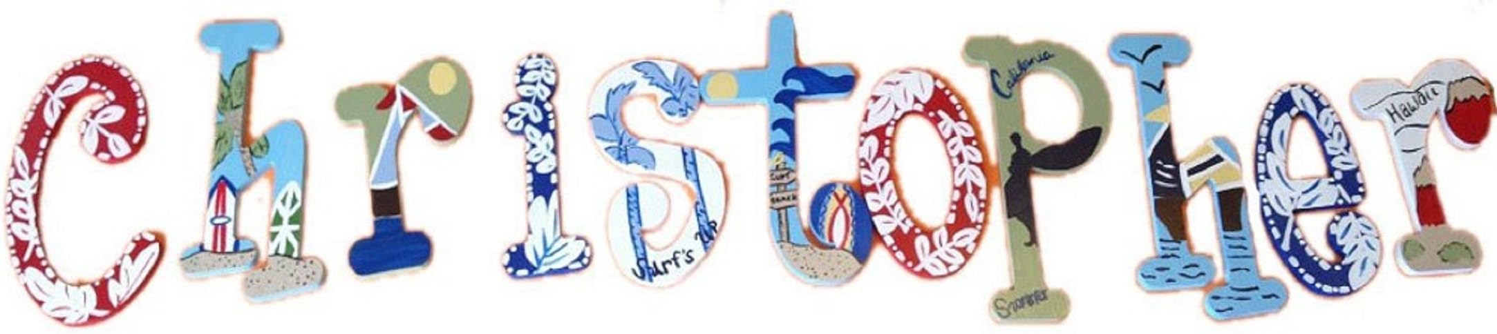 KIDS ISLAND SURF CUSTOM PAINTED WOODEN WALL LETTERS