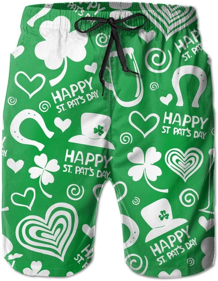 Happy St Patrick's Day Beach Short Shorts Beachwear Floral Classical Fishing