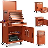 IRONMAX Rolling Tool Chest, 5-Drawer Lockable Tool Cabinet w/Adjustable Shelf & 4 Universal Wheels, 2 in 1 Detachable Tool Bo