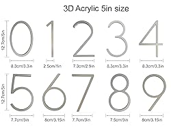 nanlyiau 5in 3D Adhesive door number house numbers