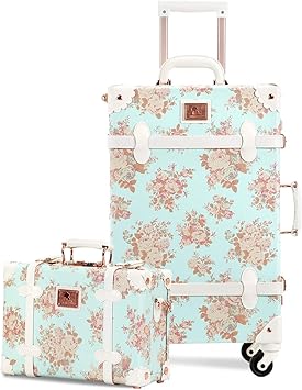 blue floral suitcase