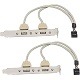 SINLOON (2-Pack Computer Cables & Connectors New 2 Port USB 2.0 Motherboard Rear Panel Expansion Bracket to IDC 9 Pin Motherb