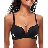 Upushall Women's Wireless Push Up Bra Seamless Padded Plunge No Underwire T Shirt Bras Comfort