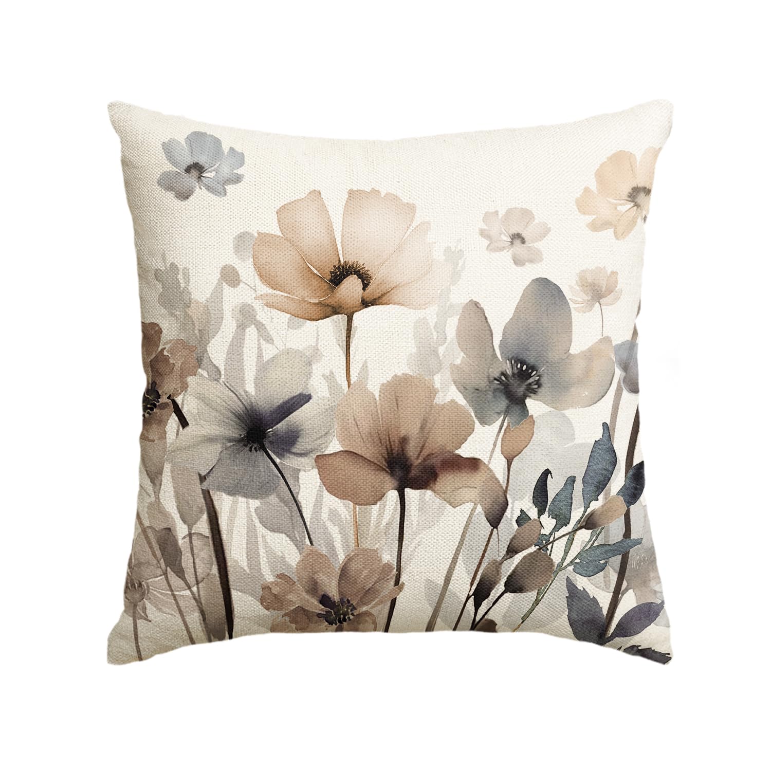 Photo 1 of AVOIN colorlife Poppy Flowers Chinoiserie Fall Throw Pillow Cover, 18 x 18 Inch Seasonal Fall Leaves Cushion Case Decoration for Sofa Couch Farmhouse