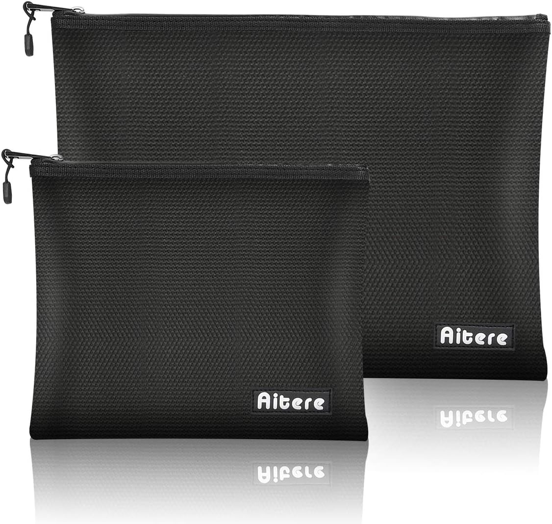 Fireproof Document Bag, Fireproof and Waterproof Document Box, Briefcase for A4 Documents, Passport, Bank Files, Money and Valuables in Black