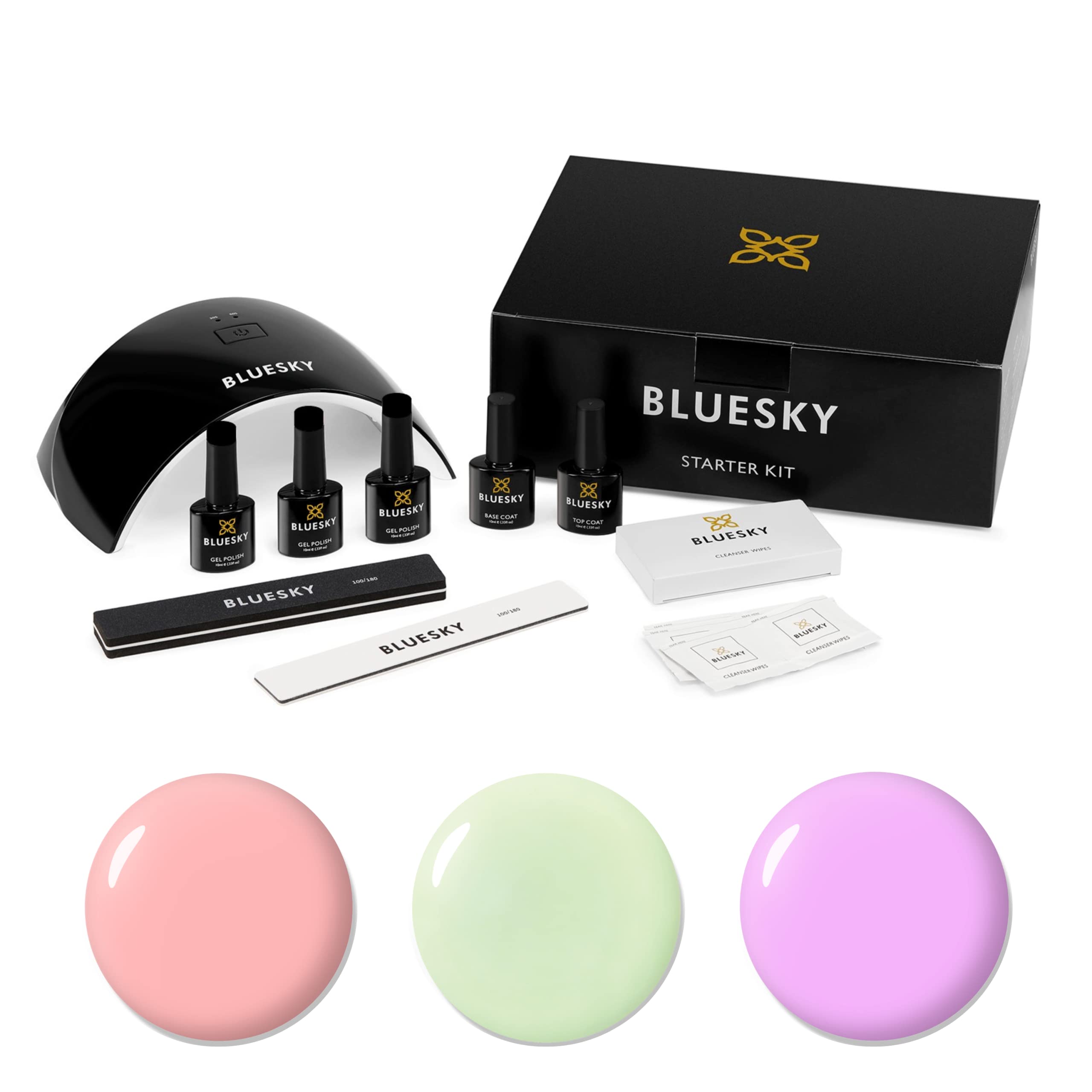 Bluesky Gel Polish Starter Kit - Pastel Neons With 24W UV LED Lamp Dryer, 3 x 10ml Polishes, Cleanser Wipes, Top and Base Coat, File and Buffer — image 1