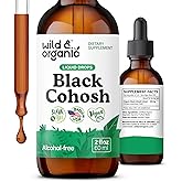 Wild & Organic Black Cohosh for Menopause Support Drops - Herbal Black Cohosh Extract Supplement for Women - 2-Month Supply - Vegan, Sugar & Alcohol-Free Tincture - 2 fl oz
