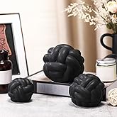 Wenqik Matte Black 3 Pcs Knot Decor, Chain Link Coffee Table Bookshelf Decor Accents, Entry Table Ceramic Aesthetic Minimalist Decorative Objects for Modern Home Living Room Decoration 3 Sizes