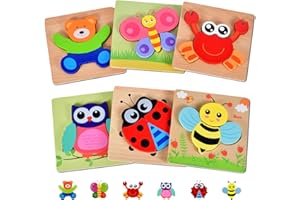 Wooden Puzzles for Toddlers 1 2 3 Year Old, Montessori Educational Toys Preschool Learning Puzzle for Boy and Girl 1 2 3 Year
