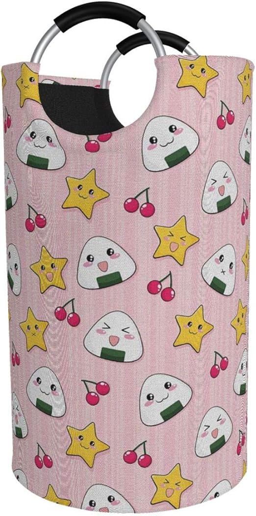 Amazon Mimuti ランドリーバスケット かわいい日本食アイコンおにぎりさくらんぼアジアのかわいいアニメパターンデザイン ランドリーバッグ 洗濯かご おりたたみ 洗濯カゴ おしゃれ 収納ボックス おもちゃ収納 ランドリー収納 オンライン通販