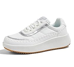 LUCKY STEP Women's Platform Sneakers Rhinestone