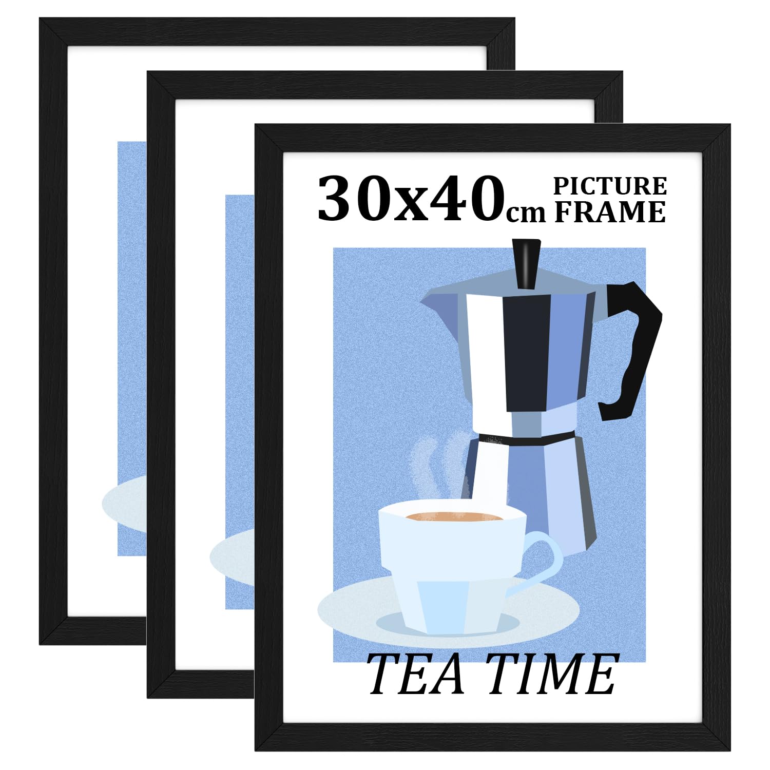 Bobeen 30x40cm Picture Frames, Pack of 3 Black Photo Frame (12x16in) for Table Top and Wall Mounting