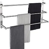 KOKOSIRI Bath Towel Bars Stainless Steel Bathroom 3-Tiers Ladder Towel Rack Wall Mount Towels Shelves, Brushed Nickel, B5002BR-L24