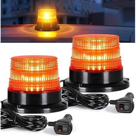 Amber 9-80V LED Beacon Magnetic Base Forklift Emergency Warning Light - View #3