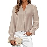 Okiwam Womens Long Sleeve Tops V Neck Shirts Dressy Casual Blouses Business Work Clothes 2026 Fall Fashion Outfits