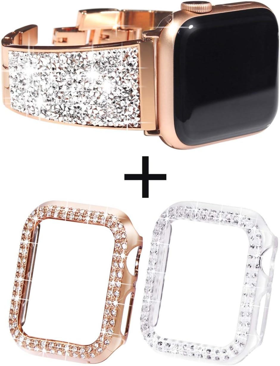 NewWays for Apple Watch Band and Case 40mm, 1 Crystal Band + 2 Cases