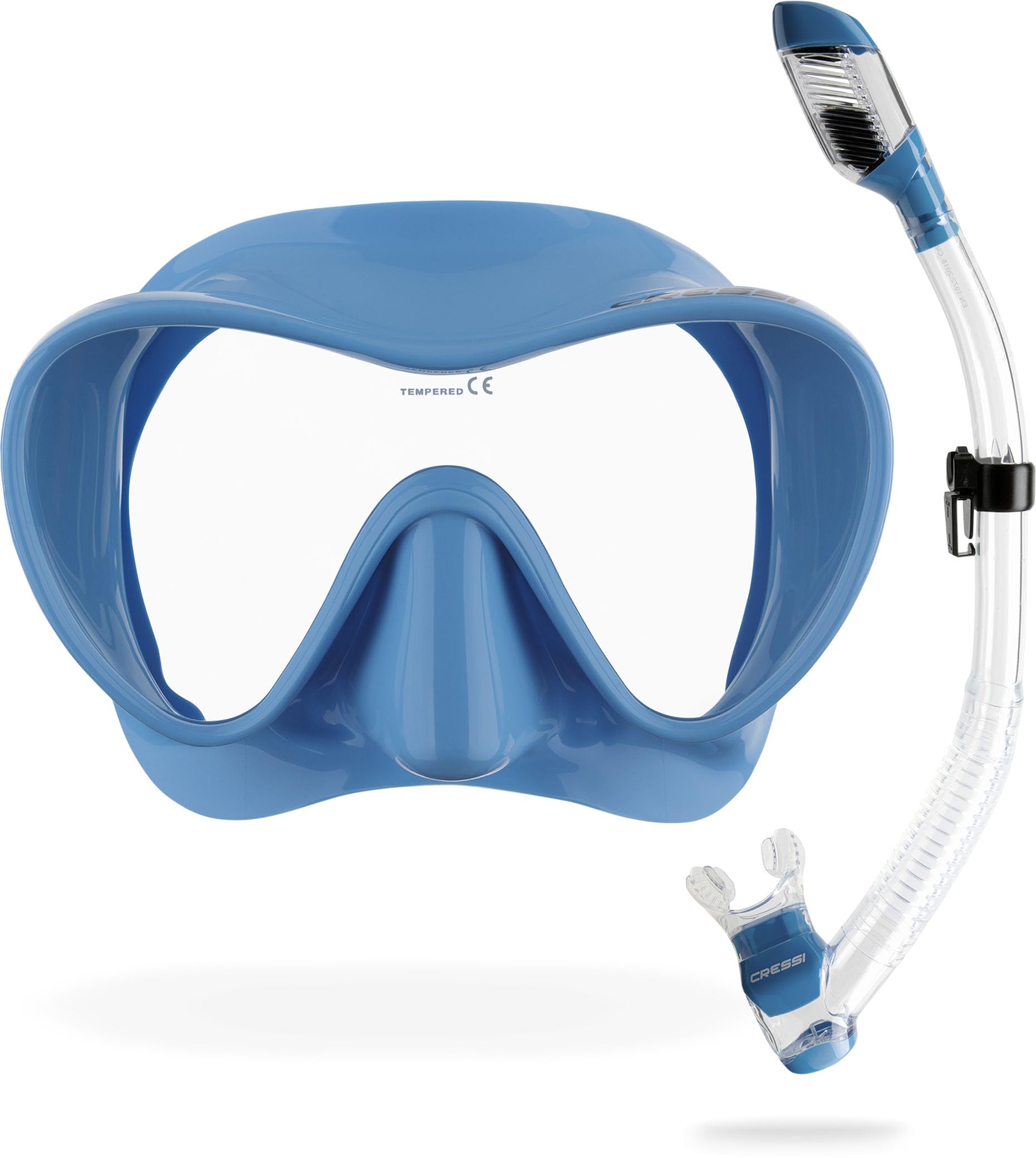Cressi F1 Frameless Diving Mask - Anti-Fog Tempered Lens - Snorkel Mask For Adults & Scuba Diving - Micrometric Buckles Fit - Blue Metal - One Size