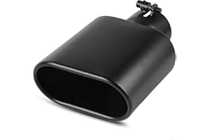 AUTOSAVER88 2.5 Inch Inlet Rectangle Exhaust Tip, 2.5" Inlet 5.5"x3" Square Outlet 9" Long Black Powder Coated Finish Stainless Steel Exhaust Tips for 2.5" O.D. Tailpipe, Rolled Slant Cut, Bolt On