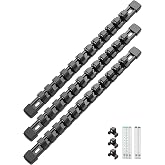 ALOANES 3PC ABS Socket Organizer, Socket Rails Fit 1/2 inch Drive | Portable Heavy Duty Socket Holders Hold up 36 Sockets for Toolbox Drawer Bags(Black)