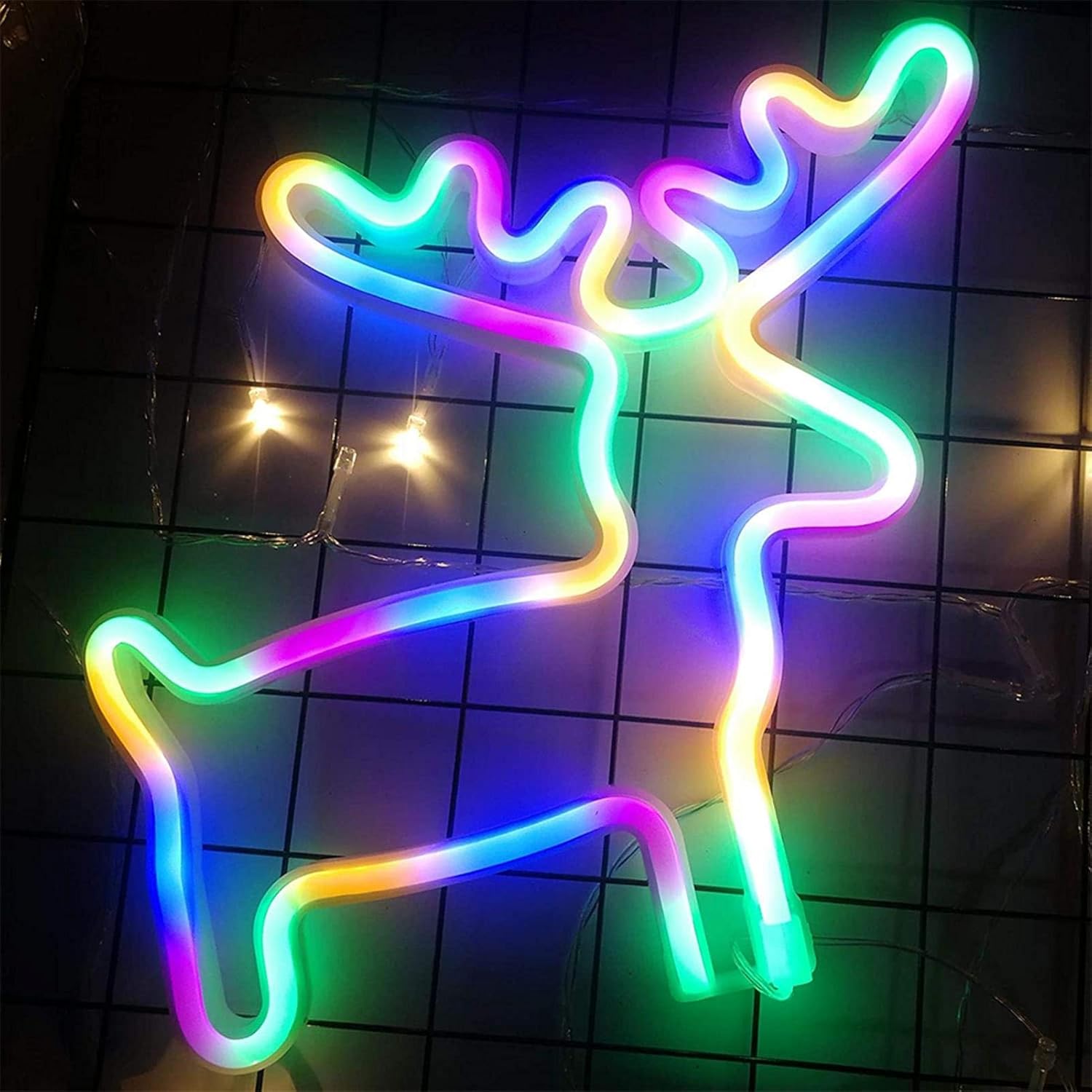 Christmas Elk Shaped Neon Light Signs for Wall