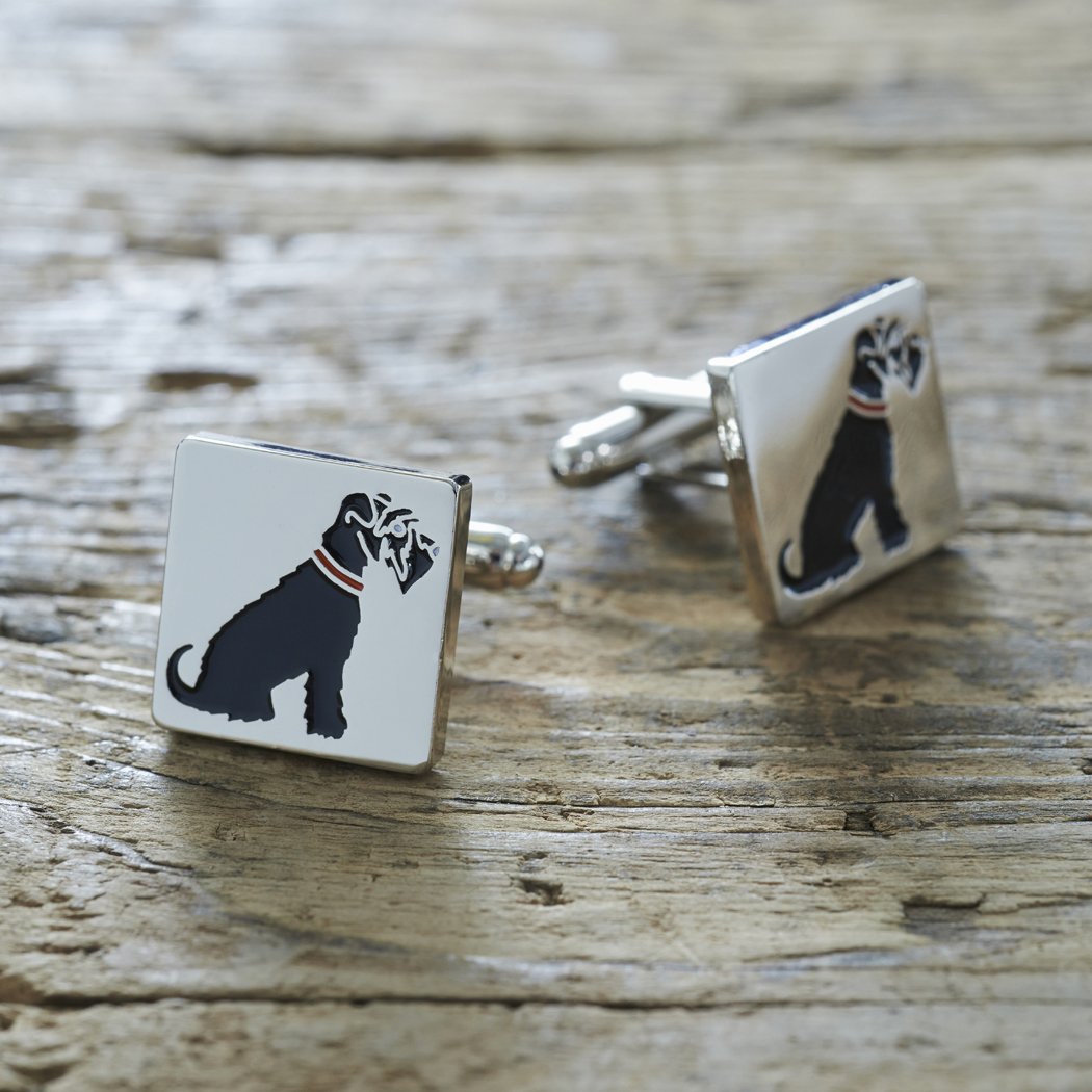 Sweet William Black Schnauzer Cufflinks | Silver plated Men Cufflinks for Black Schnauzer or any dog lover | 18 mm x 3 mm