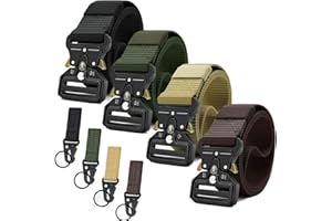YOORAN Tactical Belts for Men 4 Pack, Compass Military Web Belt, Heavy-Duty Quick-Release Metal Buckle Riggers Belt for Men