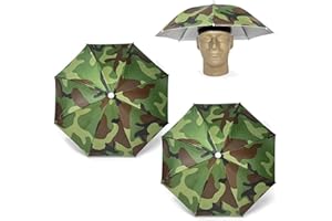 2 PCS Umbrella Hat Foldable Fishing Umbrella with Elastic Band Hat Adult Waterproof Hands Free Reusable Hats for Adults Kids 