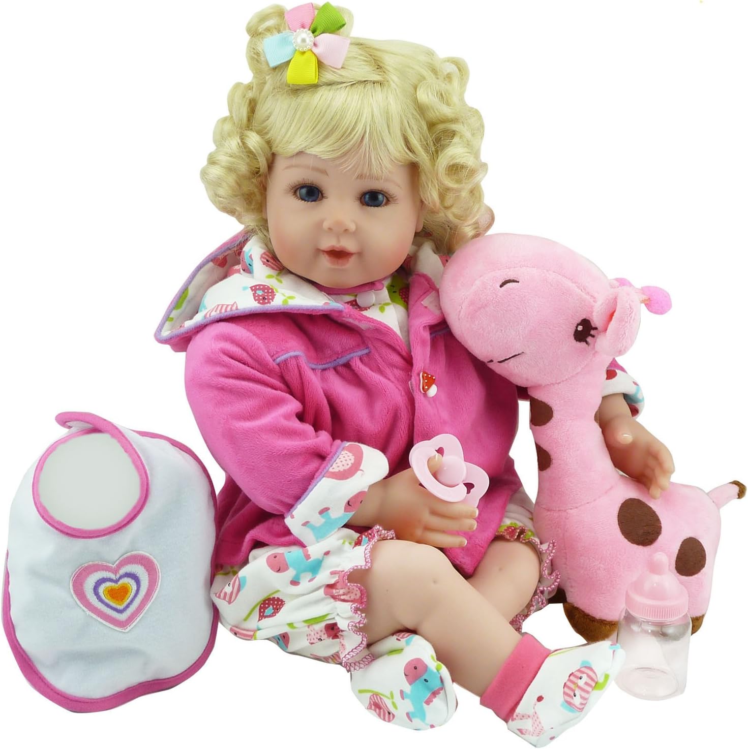 20" / 50cm Realistic Soft Vinyl Silicone Reborn Baby Doll Real Life Like Newborn Dolls Cloth Body Blonde Hair Xmas Gift
