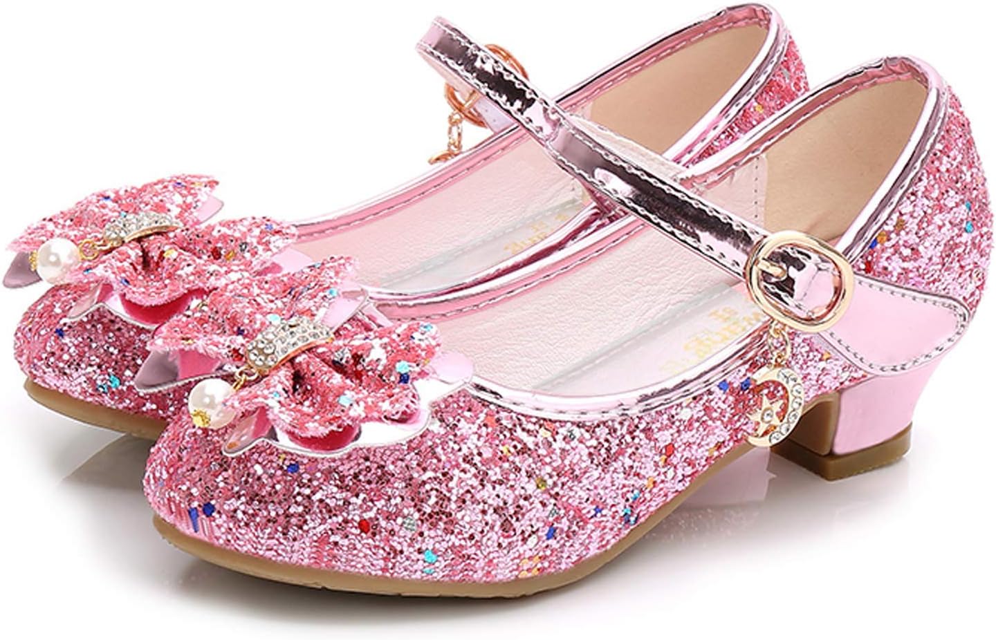 Walofou Flower Girls Dress Wedding Party Bridesmaids Heel Mary Jane Princess Shoes
