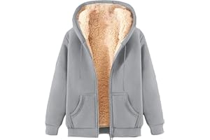Qgtaibl Winter Warm Sweatshirt Jackets Womens Sherpa Lined Hoodies Solid Color Warm Fleece Coats for Winter Cold Weather
