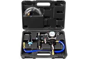 JIFETOR Cooling System Vacuum Purge Radiator Coolant Refill Tool Kit, Universal Automotive Water Tank Pneumatic Vacuum Antifreeze Change Filler Set, with Adapter Case Hose for Car Van SUV Truck
