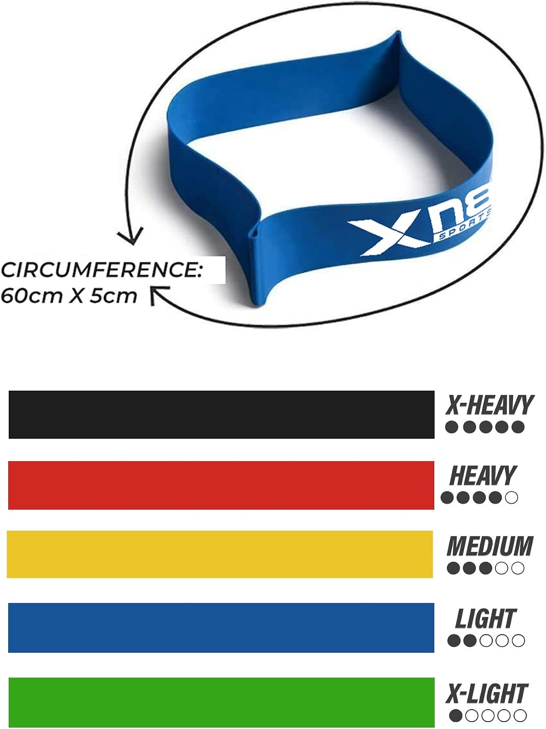 XN8 Sports Resistance Bands Set of 5, Fitness Bands for Shaping Legs & Glutes Exercise Loop Band for Gym Yoga, Home Exercise - Image 5
