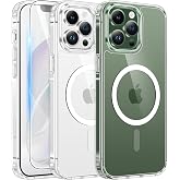 FNTCASE for iPhone 13 Pro Case Compatible with Magsafe Clear Phonecase | Screen Protector, Military Grade Drop Protection, Slim Magnetic Phone Cases, Shockproof Bumper, Transparent Cell Cover