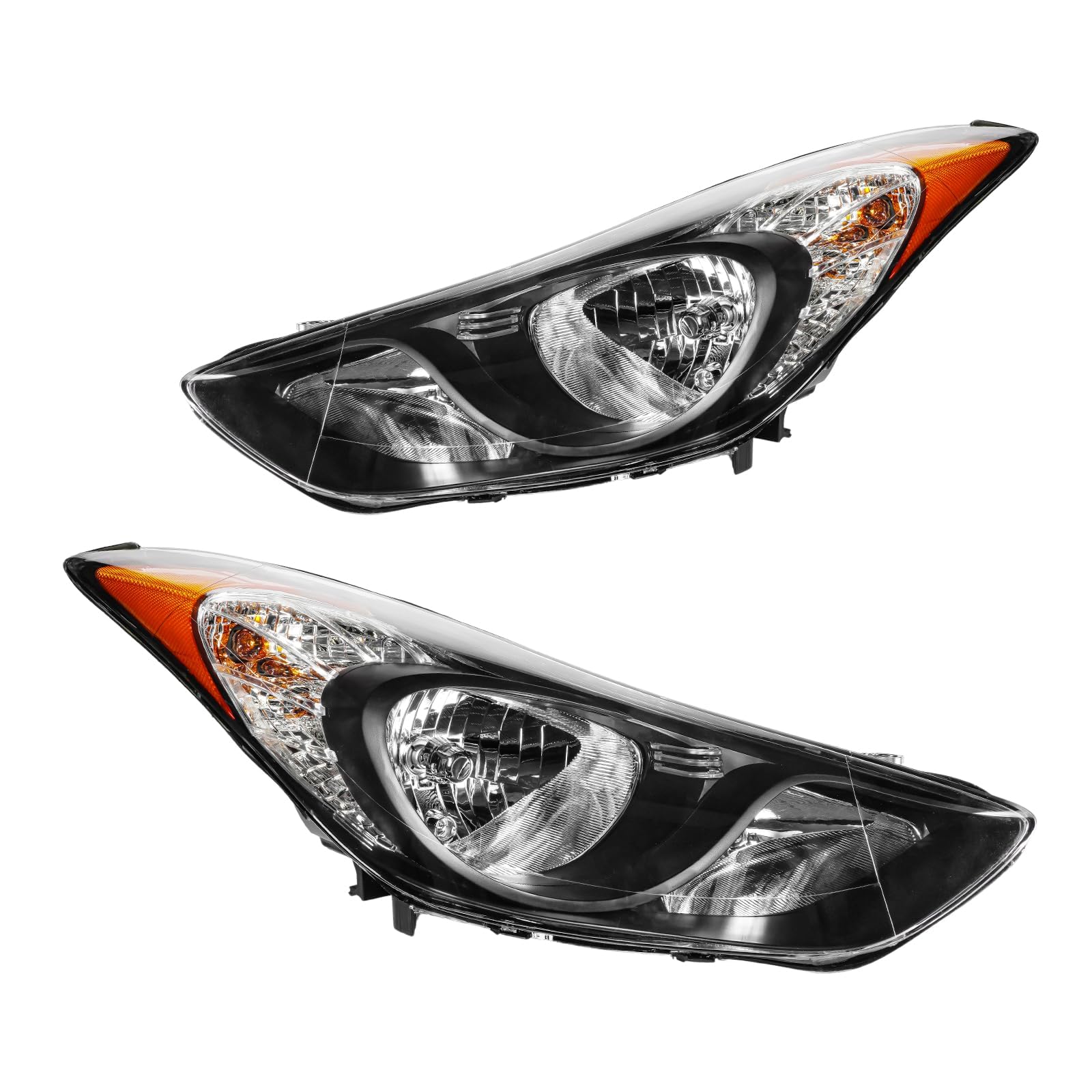 Photo 1 of **2 PCS**Torchbeam Headlight Assembly, Compatible with Elantra 2011-2012, 1.8L, Elantra 2013, Bumper Headlamp Black Housing Amber Reflector