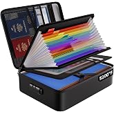 ENGPOW Fireproof File Organizer Bag with 13 Pockets Accordion File Folder | 5200â Multi-Layer Document Organizer Box with Loc