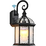 LONEDRUID Dusk to Dawn Sensor Outdoor Wall Light Fixtures Black 15.35"H Exterior Wall Lantern Waterproof Sconce Porch Lights 