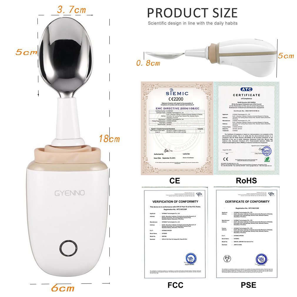 GYENNO Parkinson Spoon For Hand Tremor,Smart AntiTremble Steady Spoon