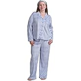 Karen Neuburger womens Plus Size Long Sleeve Minky Fleece Notch Collar Top and Pant Pajama Set With Matching Headband