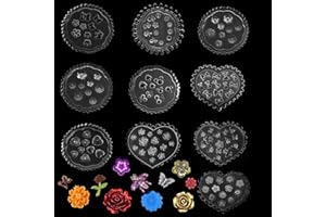 Asaisimg 10 Pcs Flower Polymer Clay Molds for Jewelry Making, Rose Daisy Mini Flower Bowknot Butterfly Heart Crown Polymer Cl