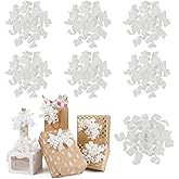 AIMUDI White Velvet Curly Bows for Gift Wrapping 6.5'' Christmas Gift Bows Self Adhesive Velvet Bows for Presents Christmas Gifts, Treat Bags, Wine Bottles Party Holiday Wedding Decorations - 6 Counts