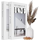 Areila Decorative Books – Set of 2 Fake Books with Real Pages – Neutral Aesthetic Decor for Shelves, Coffee Tables, Entryway 